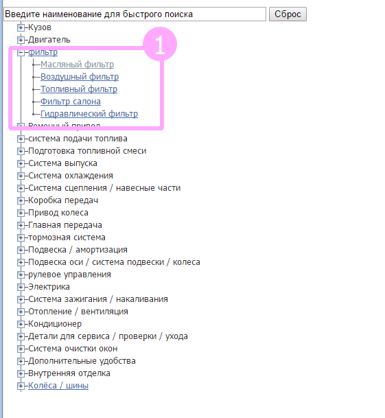 скриншот шага 5 (выбор из распрастранненных групп запчастей)